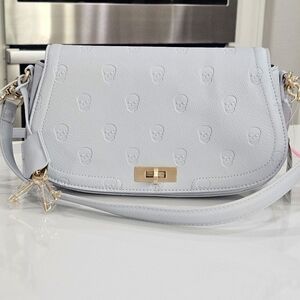 Betsey Johnson Blue Skull Embossed Handbag